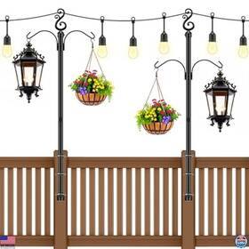 Ww-fmslp5ft-p4 Brand Woware 4-pack 5ft Metal String Light Poles With Hooks - 1 Inch Diameter For Patio And Garden