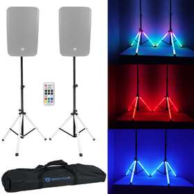 Rockville 613817045630 2 Party Stand Led Dj Tripod Speaker Stands Rgb Remote Sound Activated