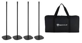Rockville 810095687112 Saber Stand X4 Black Stands For Rock Lights Travel Bag 4 Pack
