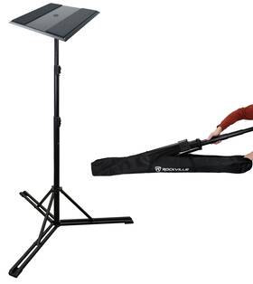 Rls2 Rockville Rvs-shelf 10 Ft Lighting Stand With Shelf Flat-base Legs Air Lowering Bag