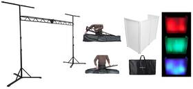 Rlt8 Rockville Rfxlw 10 Ft Portable Lighting Truss Stand With Flat-base White Dj Facade