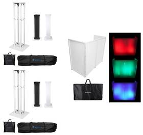 Rtp32w Rockville Rfxlw 2 Totem Moving Head Light Stands In Black Dj Facade Bag Scrim