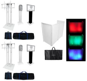 Rtp33-tv Rockville Rfxlw 2 Totem Dj Speaker/lighting Stands With Tv Mount White Facade
