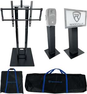 Rockville Rtp33-tv Speaker Lighting Stand With Detachable Tv Mount Black Totem Dj 1