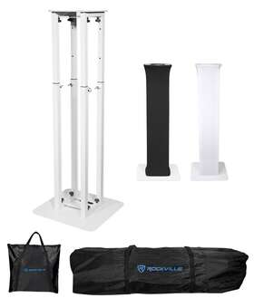 Rockville Rtp82w 8 Ft. Adjustable White Totem Moving Head Light Stand Scrim Bag