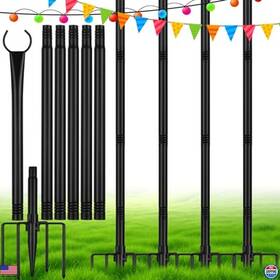 Sl-004 Visit The Suchtale Store 8.5ft Metal String Light Poles 4 Pack With Hooks And 5-prong Base Black Stands