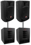 Rockville RPG15 15" Powered 1000W Dj/pa SPEAKERS+(2) Subwoofers+poles. Fixed Price $1434.70.