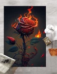 Fire Rug, Floral Rose, Decor, Thanksgiving Gift. Fixed Price $295.73.