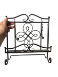 Black Metal Hands Free Book Stand With Scroll Design, Rectangle Shape. Fixed Price $35.00.
