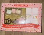 Birthday Box Confetti Bath Bar, Key Chain, 3 Sugar Cubes, Nib Feeling Smitten X5. Fixed Price $25.00.