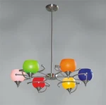Lighting Fixture 6 Pendant, D:28" H:25" Multi Color Glass. Fixed Price $136.40.