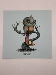 Marq Spusta - Patiently Perched Mini Art Print Light Blue Paper. Fixed Price $225.00.
