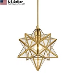 Yubole Modern Moravian Star Gold Finish Pendant Light Clear Glass. Fixed Price $173.16.