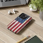 Tough Case For Iphone 14 - Distressed Vertical American Flag Barn Wood Print. Fixed Price $28.00.