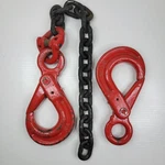 3/8" 10-8 Two Self Closing Eye Hooks With 18" Chain & Coupler Rigging Lifting. Fixed Price $50.00.