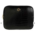 Iman Global Chic Croco Embossed Tablet Cover Black 11.5"WX9.25"HX1"D Gold Zipper. Fixed Price $30.49.