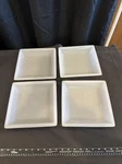 Set Of Four Square Frosted Glass Plates Very Heavy Duty D98. Fixed Price $40.00.