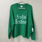 Nwt Cece Feeling Festive Soft Winter Sweater Top Pullover Green Women Xl. Fixed Price $39.00.
