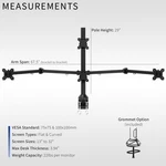 Vivo Steel Quad Monitor Desk Mount Adjustable + 1 Stand 4 Screens Up 32". Fixed Price $119.99.