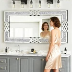 Xxl Full Length Wall Crystal Crush Diamond Silver Mirrors High Reflection. Fixed Price $246.91.