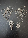 Lot Of 2 Brighton Badge Clip Id Holder Necklaces Silver Alcazar Heart Crystal. Fixed Price $59.00.