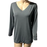 Susan Graver Gray V-neck Tunic Top Size Mp Petite Long Sleeve Pullover Stretch. Fixed Price $17.99.
