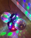 4.5" Twin Mirror Rotating Disco Ball Dj Party Wedding Led Light Lamp Nye Tested. Fixed Price $99.99.