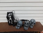 Coffin Shaped Fog Machine With Skull Accessory Attachment W/remote Halloween. Fixed Price $63.99.
