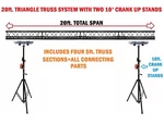 Two 10' Crank Up Stands+four 5FT. Metal Bolt Connection Triangle Truss Segments. Fixed Price $799.99.