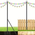 2X Outdoor Metal String Light Poles For Stand Deck Garden Backyard Patio Outside. Fixed Price $28.49.