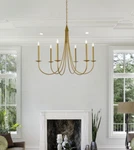 Large Chandelier Farmhouse Brass Color Ceiling Lighting 6 Fixture 42". Fixed Price $863.30.