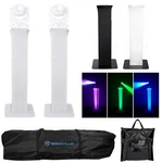 (2) Rockville RTP82W Adjustable White Totem Moving Head Light Stands+scrims+bags. Fixed Price $524.90.