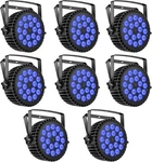 Xpcleoyz 8PCS 18 Led Flat Par Aluminum Alloy Rgbwauv Stage Lights Dj Disco. Fixed Price $272.99.