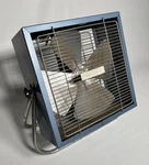 Working Vintage Galaxy Square 2 Speed Stand Mounted Metal Blue Box Fan. Fixed Price $99.99.