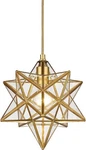 Modern Moravian Star Gold Finish Pendant Clear Glass Hanging Brass Light. Fixed Price $114.99.
