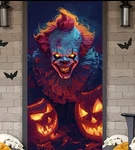 Halloween Killer Clown It Door Cover Horror Treat Decor Banner Prop. Fixed Price $10.99.