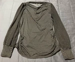 Chenault Geometric Knit Stretch Pullover Blouse Long Sleeve Black Beige Xl. Fixed Price $20.00.