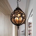 Industrial Traditional Orb Chandelier Lighting Vintage Amber Glass Pendant Lamp. Fixed Price $89.90.