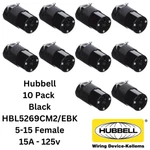 Lot 10X Hubbell HBL5269CM2/EBK Female Edison Nema 5-15R Receptacle 125V Blk. Fixed Price $99.00.